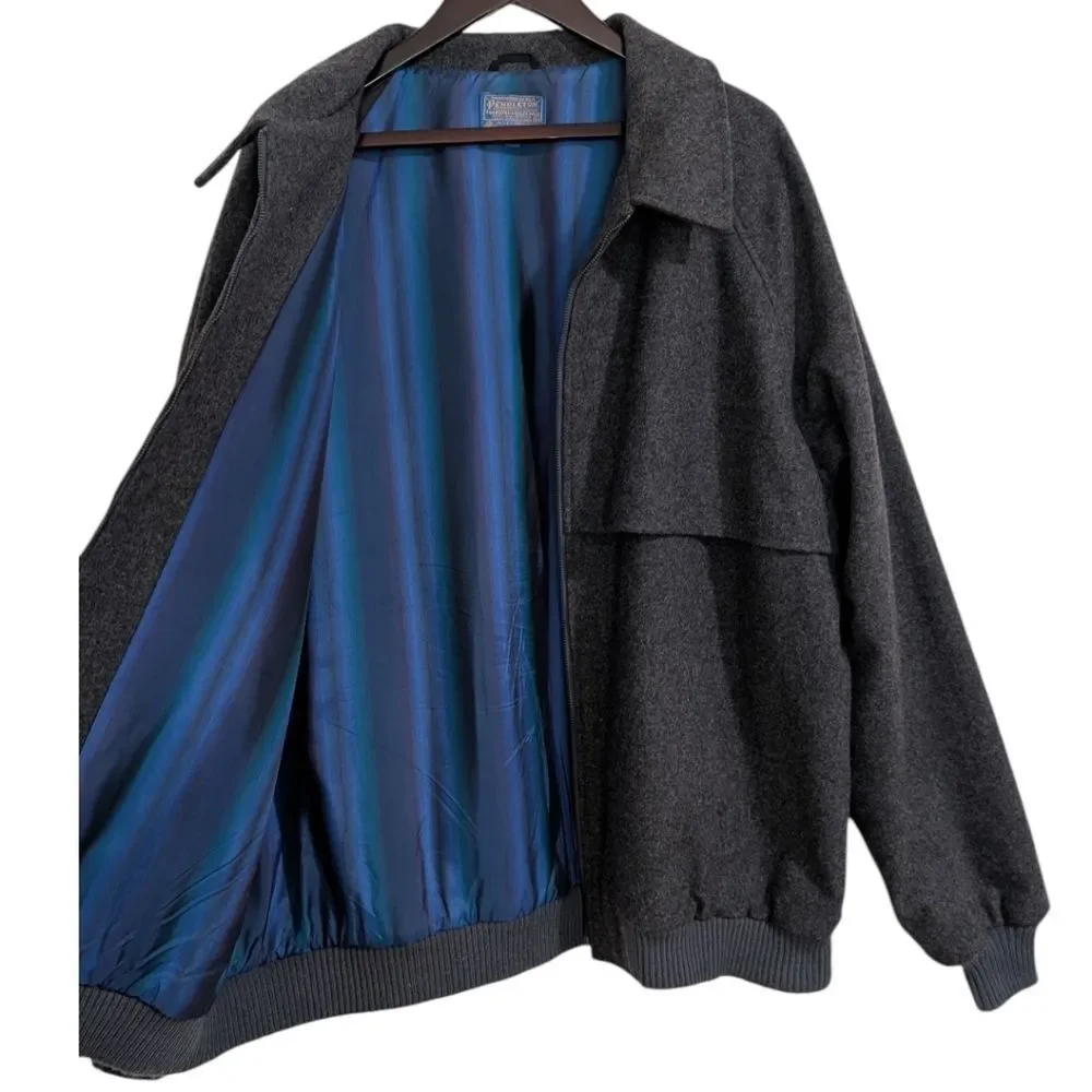 Pendleton 100% Virgin Wool Thinsulate Bomber Jacket Grey 2XT Tall Rare